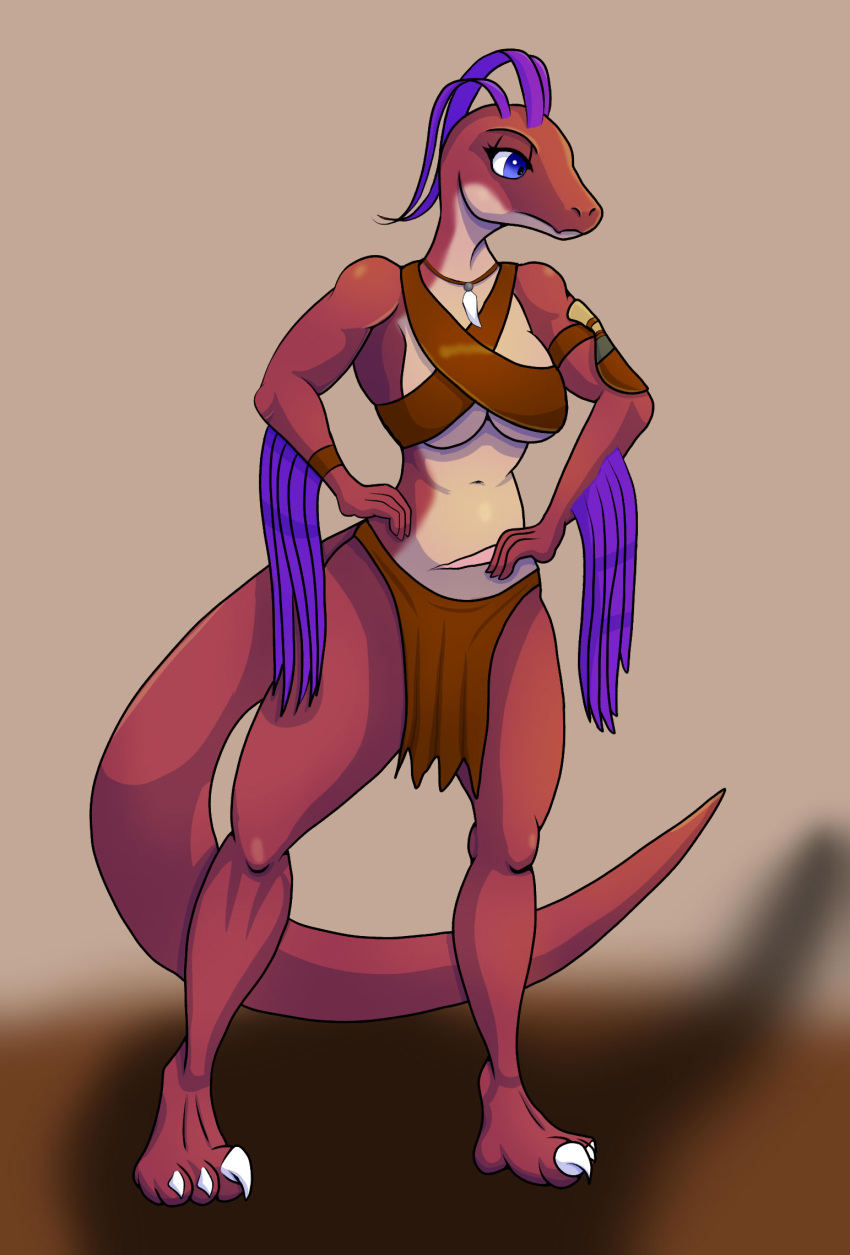 anthro breasts dinosaur dromaeosaurid extinct feathered_dinosaur feathered_scalie feathers female hi_res prehistoric_species reptile scalie scar solo theropod tribal tribal_clothing valsion velociraptor