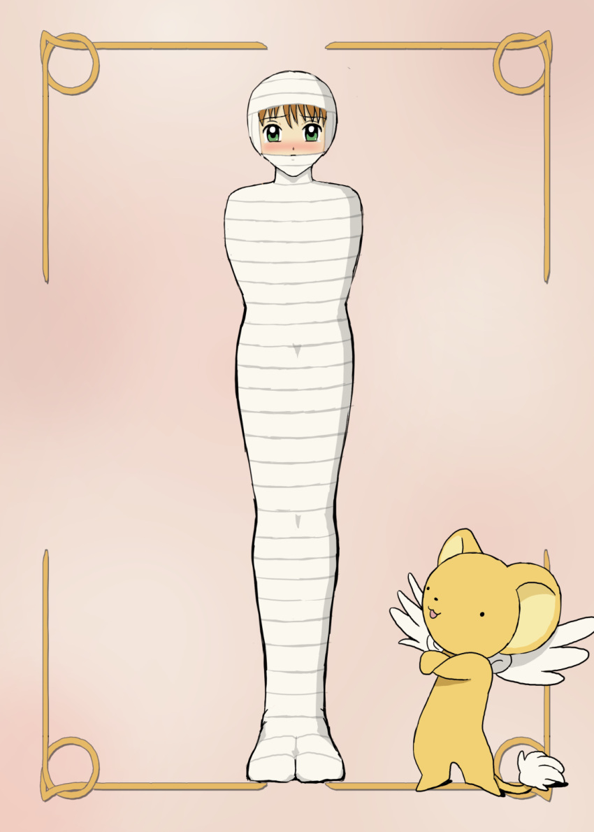 bandage bondage bondage bound card_captor_sakura gag highres kero kinomoto_sakura mummification mummy