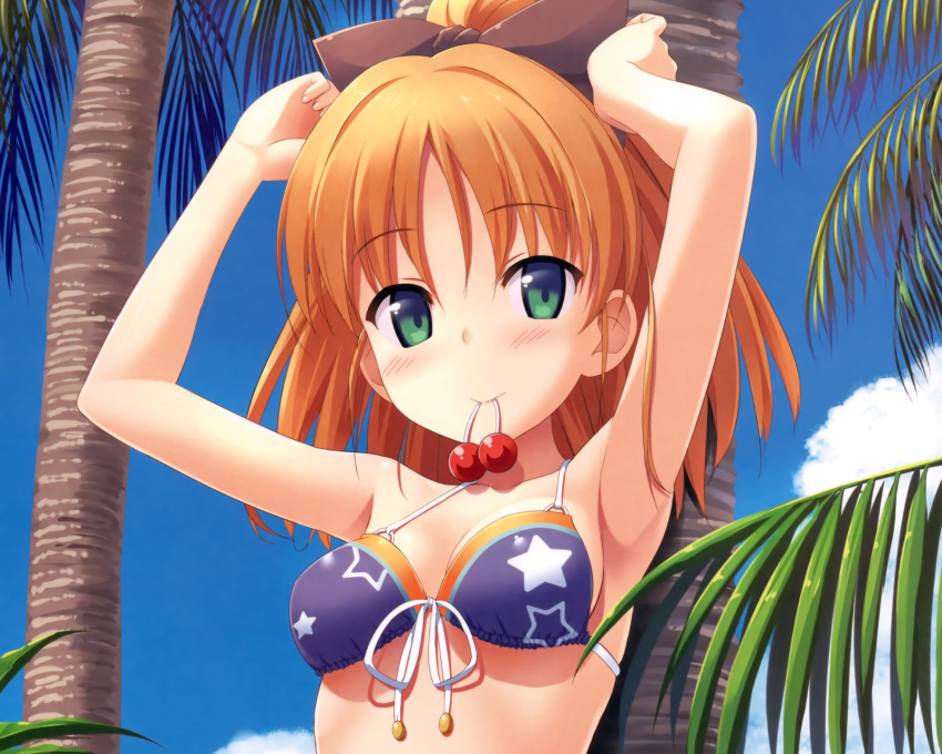 bikini blush green_eyes minagawa_yuuhi orange_hair swimsuit takayaki your_diary