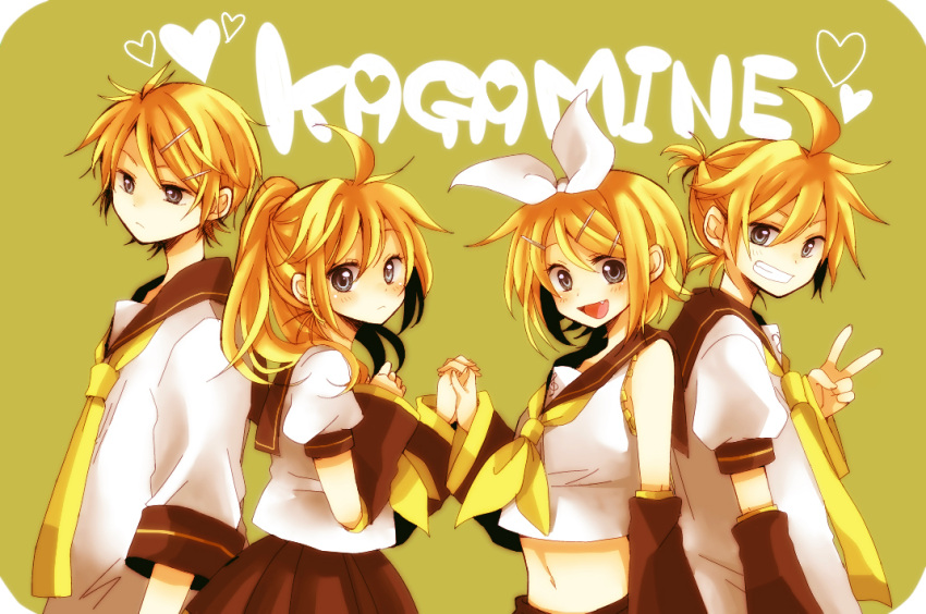 2boys 2girls female kagamine_len kagamine_lenka kagamine_rin kagamine_rinto male multiple_boys multiple_girls noki010 vocaloid