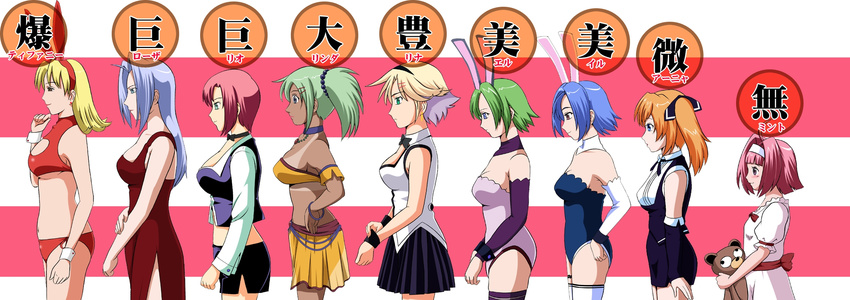 6+girls anya_helsing bust_chart choco_(rio) commentary_request el_adams highres il_adams linda-r-2007 mint_clark multiple_girls rina_tachibana rio_rollins rosa_canyon sanshirou_(yama13) super_blackjack tiffany_abbott translation_request