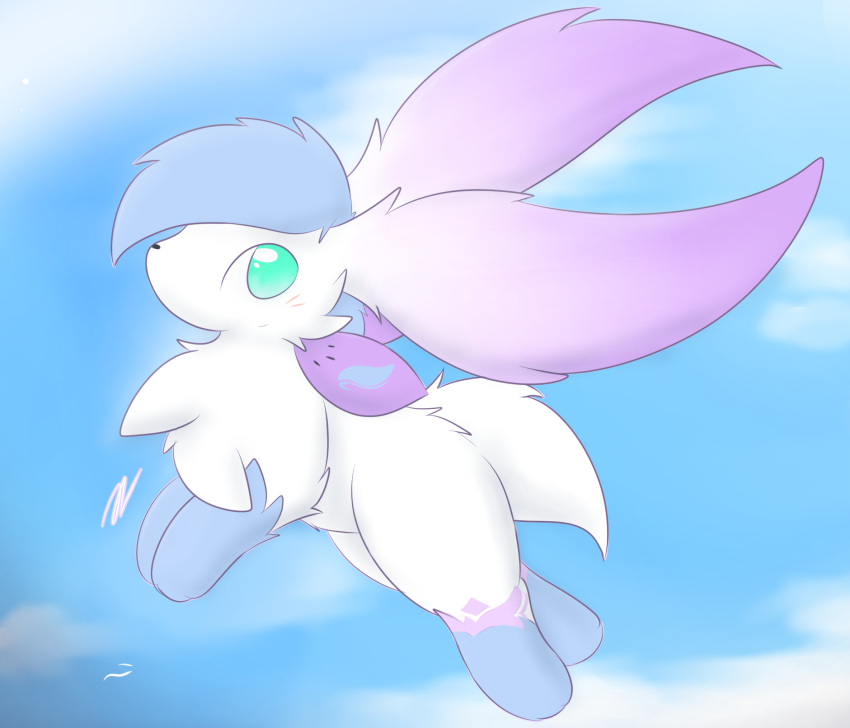 blush delta-eon feral flying generation_4_pokemon hi_res legendary_pokemon male nintendo pokemon pokemon_(species) shaymin simple_background sky_forme_shaymin solo willow_(altopikachu)