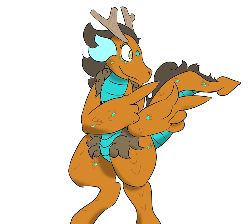 alpha_channel anthro dragon female front_view fur gesture hand_gesture hasbro hi_res horn looking_aside my_little_pony mythological_creature mythological_scalie mythology pointing scales scalie simple_background smile solo spade_tail standing tail tartaurus