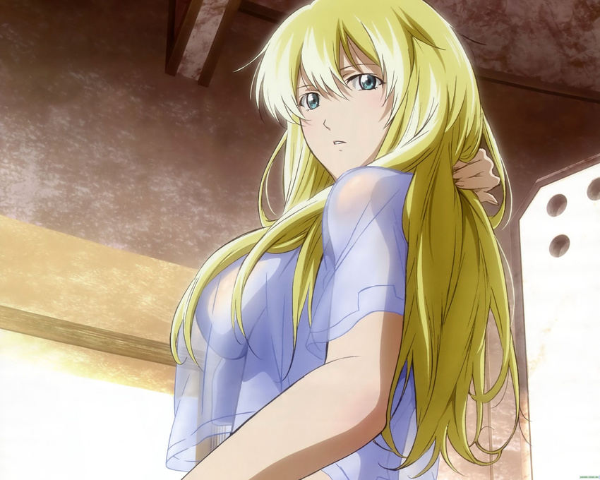 artist_request blonde_hair blue_eyes break_blade breasts btooom! face female female highres himiko_(btooom!) long_hair looking_at_viewer medium_breasts sigyn_erster solo