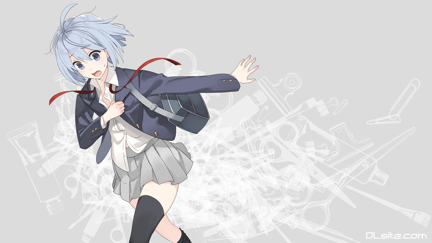 blue_eyes blue_hair dlsite.com dressing elle_sweet original paseri ribbons seifuku short_hair thighhighs