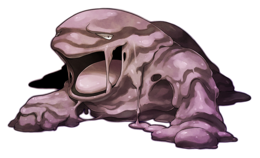 bad_pixiv_id dripping full_body gen_1_pokemon muk no_humans pokemon pokemon_(creature) ryanpei simple_background white_background