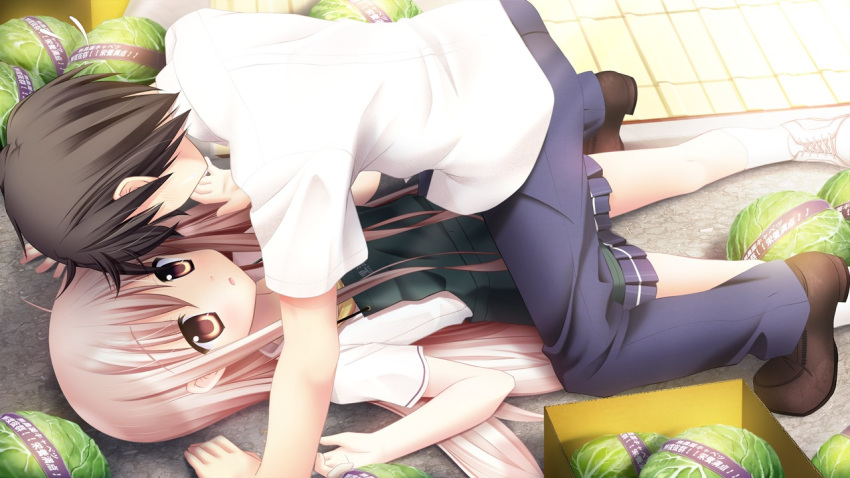 akizuki_tsukasa aqua brown_eyes game_cg long_hair tsukishiro_nanari