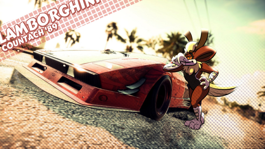 16:9 2019 anthro arm_support avian bird brown_body brown_feathers car dutch_angle electronic_arts feathers hand_on_hip hybrid lamborghini lamborghini_countach leaning_on_car leaning_on_elbow leaning_on_object leaning_on_vehicle need_for_speed orange_eyes screencap screencap_background smile smirk trevor-fox trevor-fox_(character) vehicle widescreen