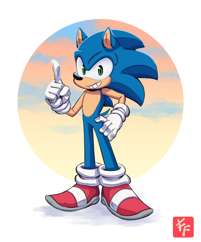 2020 5_fingers anthro black_nose blue_body blue_hair clothing digital_media_(artwork) eulipotyphlan fingers footwear gesture gloves grin hair handwear hedgehog hi_res male mammal pointing sega shoes smile sonic_the_hedgehog sonic_the_hedgehog_(series) tan_body toto_draw