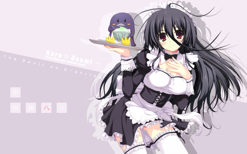 g_senjou_no_maou garter maid penguin thighhighs tomose_shunsaku usami_haru wallpaper