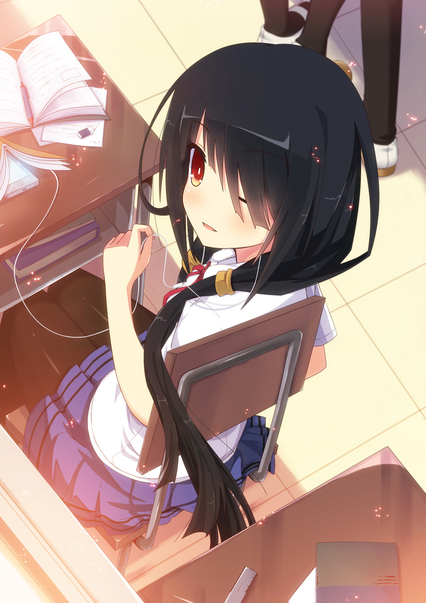 date_a_live headphones pantyhose seifuku tokisaki_kurumi uiu