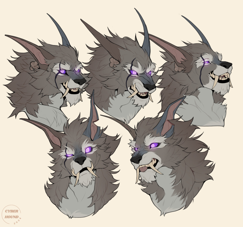 adobe_photoshop_(artwork) anthro blizzard_entertainment canid cyberhound digital_media_(artwork) expression_sheet fan_character headshot_portrait hi_res illustration male mammal of portrait solo warcraft were werecanid worgen world