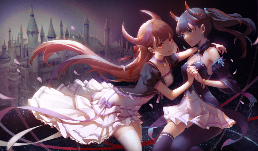 dress haru_(artist) horns tagme thighhighs