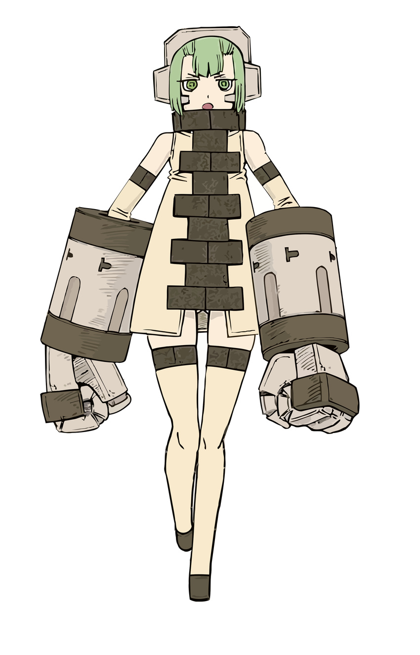 12_beast colored female female full_body golem golem_girl green_eyes green_hair inui_takemaru lolicon mechanical_arm monster_girl official_art okayado short_hair small_breasts solo theta_10038 white_skin