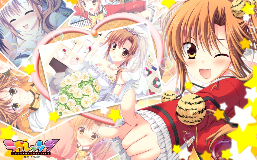 cleavage dress love-ressive seifuku smile_(company) wallpaper wedding_dress