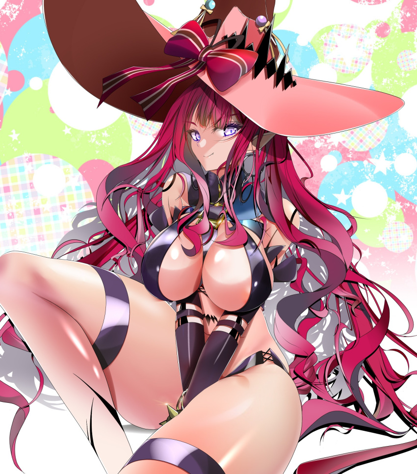 absurdres baobhan_sith_(fate) baobhan_sith_(second_ascension)_(fate) baobhan_sith_(valentine_witches)_(fate) bare_shoulders black_panties breasts bridal_gauntlets detached_sleeves earrings fate/grand_order fate_(series) female grey_eyes highres jewelry large_breasts long_hair looking_at_viewer panties pink_hair pointy_ears revealing_clothes sidelocks solo thigh_strap thighs tiara underwear veil yahoo0124