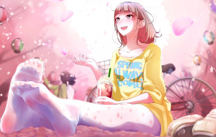 cherry_blossoms drink flowers natsui_tuna original pantyhose spring