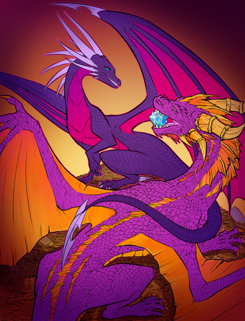 2023 2_horns activision aged_up canon_couple cynder dated diamond_(gem) digital_media_(artwork) dragon duo female feral gem hi_res horn male male/female multi_horn mythological_creature mythological_scalie mythology scalie spyro spyro_the_dragon tail the_legend_of_spyro wings xannador