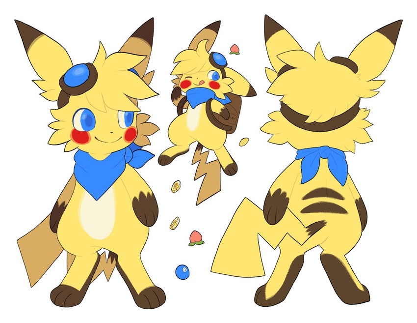 anthro anthrofied backpack chibi coin eyewear generation_1_pokemon goggles male nintendo orb pikachu poison_berry poke_puff pokemon pokemon_(species) pokemon_mystery_dungeon pokemorph scarf smile solo spike_chunsoft unknown_artist