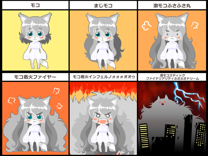 4:3 angry anthro blue_eyes canid canine canis female fur grey_body grey_fur grey_hair hair hair_growing hi_res japanese_text kemono kin-shun long_hair mammal meme short_hair solo text translated wolf