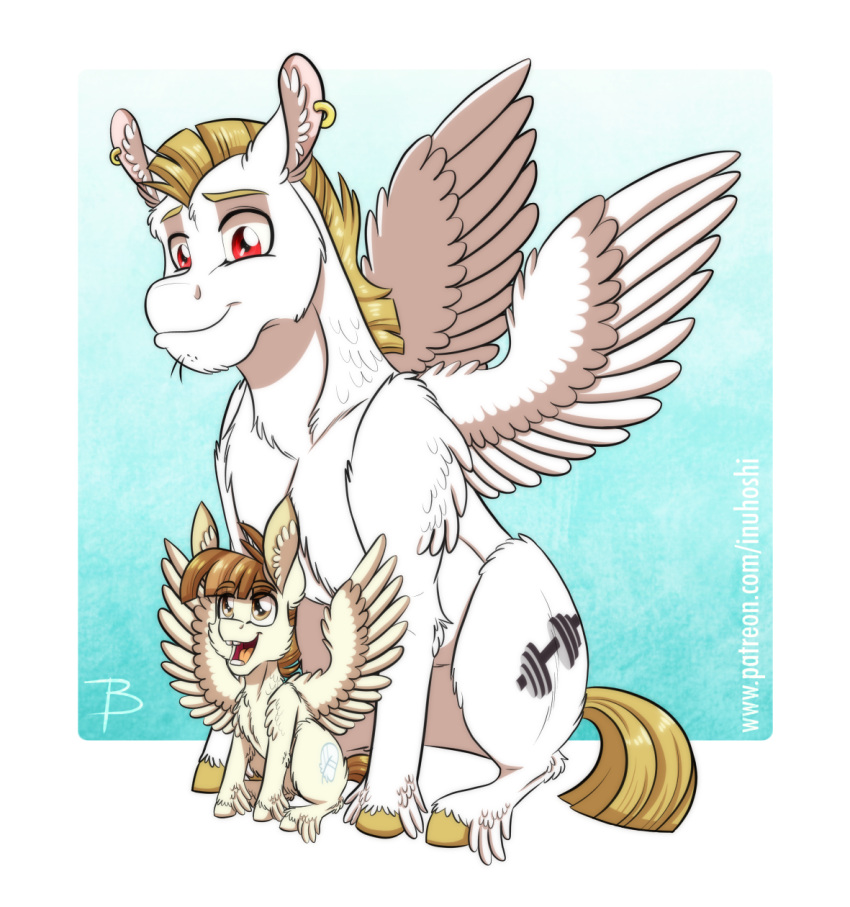 alpha_channel blonde_hair brown_eyes brown_hair bulk_biceps_(mlp) cutie_mark duo ear_piercing equid equine father_(lore) father_and_child_(lore) father_and_son_(lore) featherweight_(mlp) friendship_is_magic hair hasbro hi_res inuhoshi-to-darkpen male mammal my_little_pony mythological_creature mythological_equine mythology parent_(lore) parent_and_child_(lore) parent_and_son_(lore) pegasus piercing red_eyes size_difference son_(lore) wings