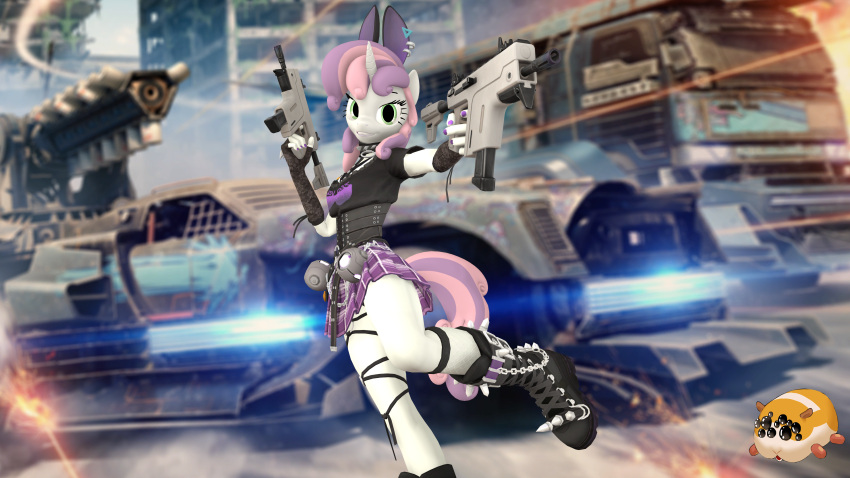 16:9 3d_(artwork) 4k absurd_res action_pose action_scene anthro armored_vehicle boots choker clothing collar digital_media_(artwork) equid equine explosives fake_ears fake_rabbit_ears female footwear friendship_is_magic grenade grenade_belt gun happy hasbro hi_res horn incoming_attack jewelry lace_gloves mammal mr.guinea_pig my_little_pony mythological_creature mythological_equine mythology necklace pose ranged_weapon shoes smile solo source_filmmaker_(artwork) spiked_boots spiked_clothing spiked_collar spiked_footwear spikes submachine_gun sweetie_belle_(mlp) unicorn weapon widescreen