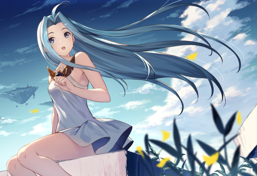 akanebi clouds dress granblue_fantasy long_hair lyria_(granblue_fantasy) sky