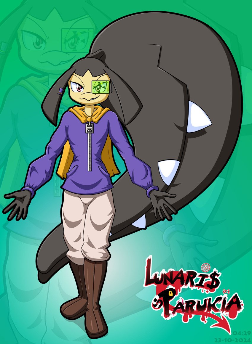 a_hat_in_time absurd_res aether_(mawlandra) anthro clothed clothing dragon_ball dragon_ball_super dragon_ball_z evil_grin full-length_portrait fully_clothed generation_3_pokemon hi_res lunaris_parukia male mawile nintendo pokemon pokemon_(species) portrait scouter skinny smile solo yellow_body