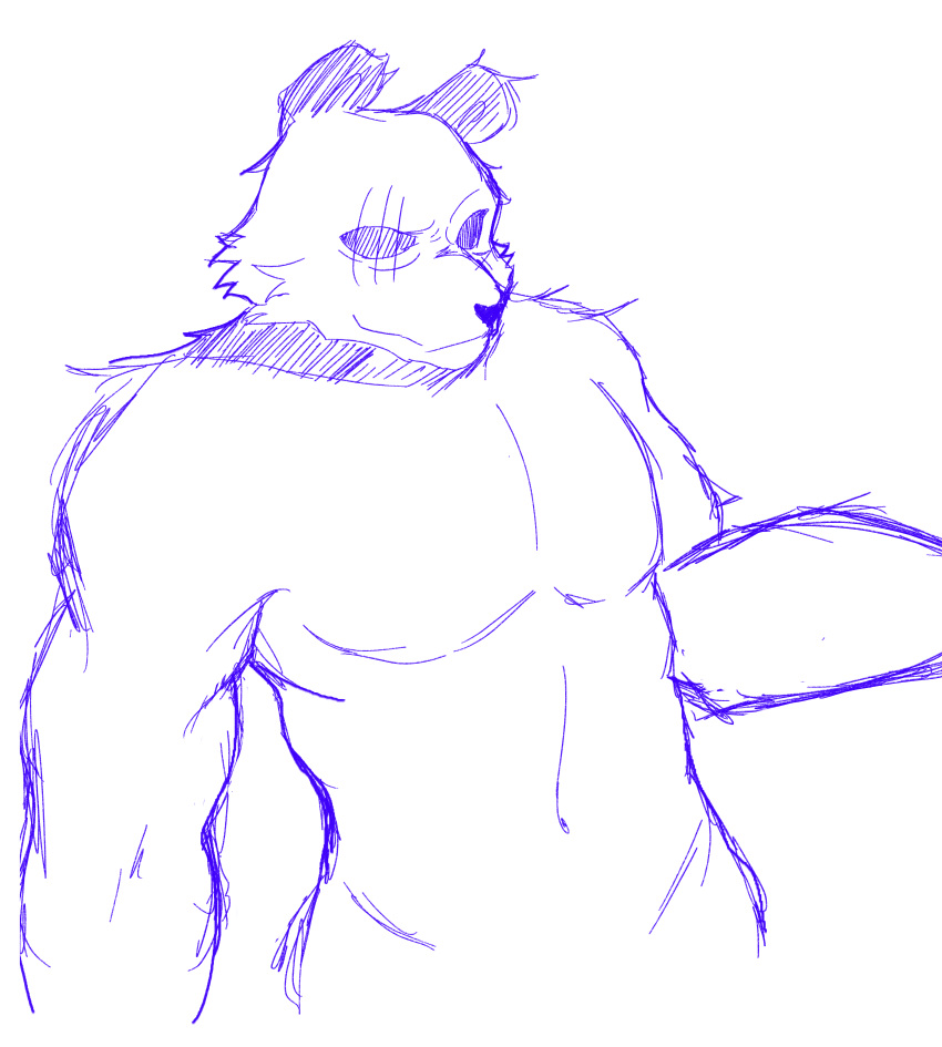 absurd_res anthro bear beastars biceps blue_and_white felichanfli fur giant_panda gouhin_(beastars) hi_res male mammal monochrome muscular muscular_anthro muscular_male pecs scar smile solo