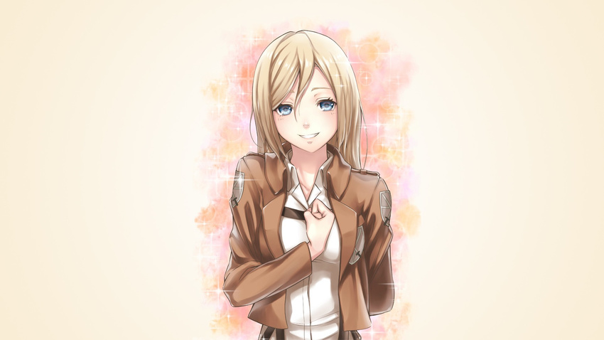 blonde_hair blue_eyes christa_renz female long_hair looking_at_viewer shingeki_no_kyojin smile solo standing