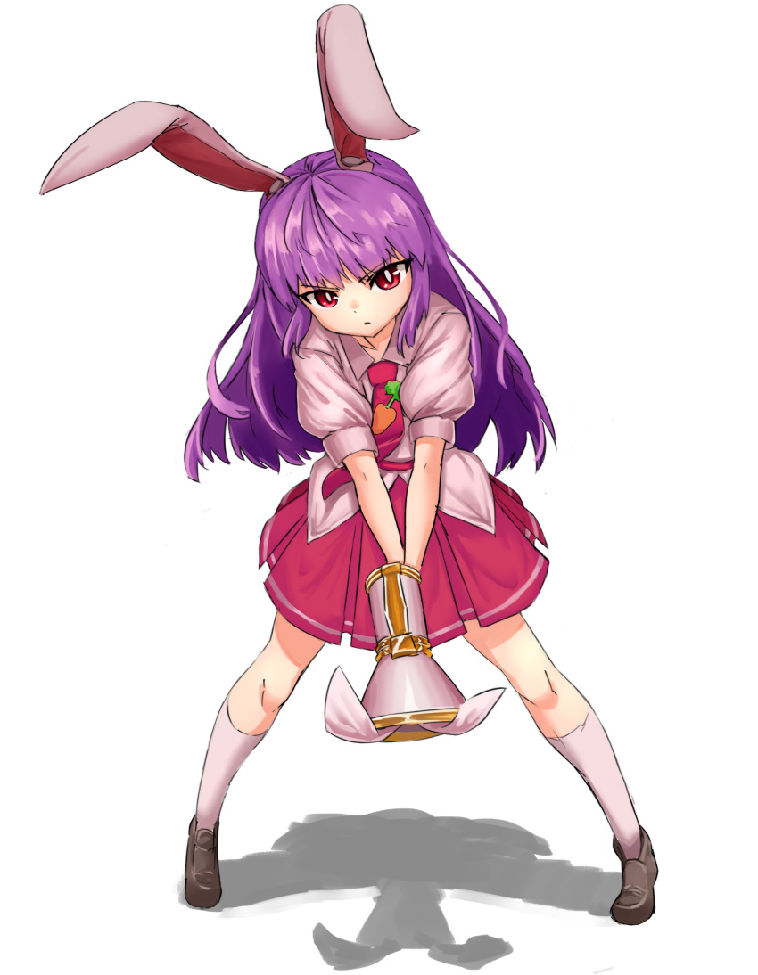 absurdres animal_ears female full_body highres long_hair looking_at_viewer lunatic_gun necktie nob1109 purple_hair rabbit_ears red_eyes reisen_udongein_inaba skirt socks solo touhou white_background