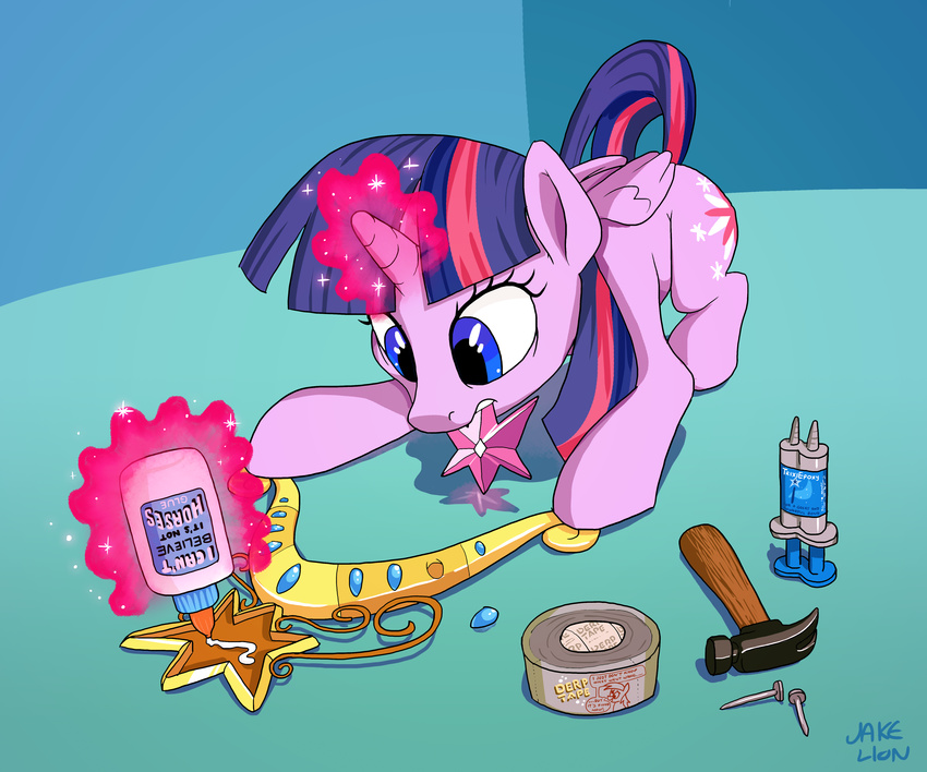 2017 6:5 absurd_res alicorn crown cutie_mark docwario duct_tape equid equine feathered_wings feathers female feral friendship_is_magic glue hair hammer hasbro headgear hi_res horn inside magic mammal multicolored_hair my_little_pony mythological_creature mythological_equine mythology purple_body purple_feathers solo tape tools twilight_sparkle_(mlp) wings