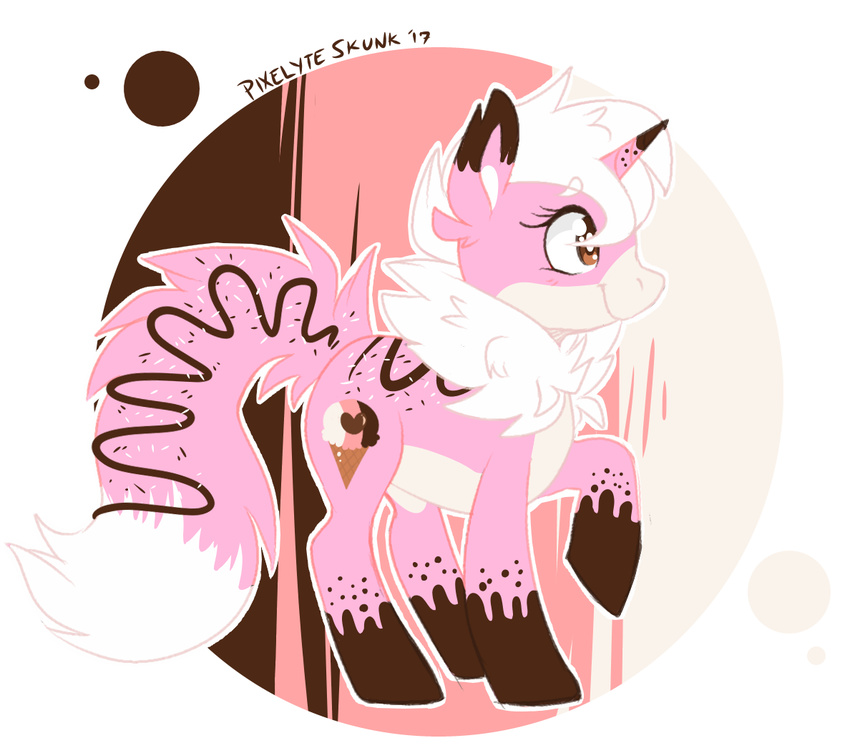 2017 brown_eyes cutie_mark daww equid equine female feral fur hasbro horn mammal my_little_pony mythological_creature mythological_equine mythology neapolitan_sprinkles pink_body pink_fur pixelyteskunk quadruped solo toony unicorn white_body white_fur