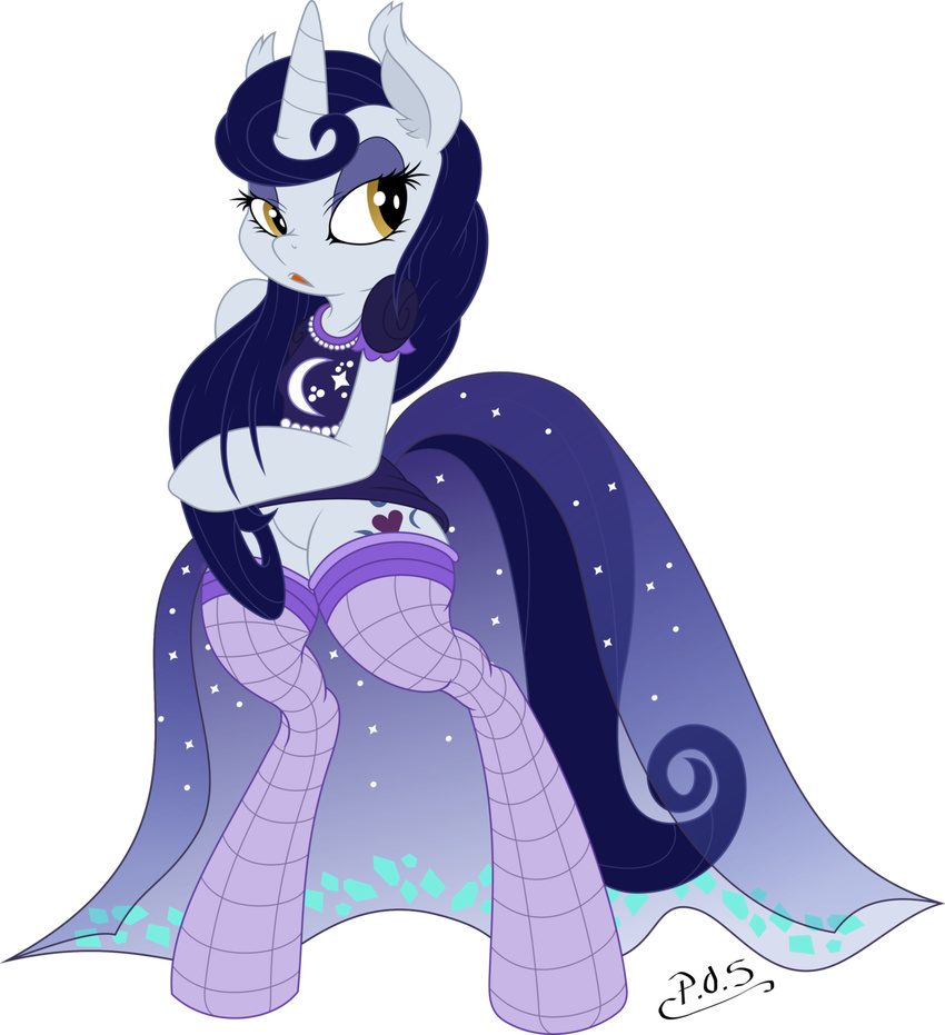 2015 alpha_channel anthro blue_hair clothing cutie_mark dfectivedvice dress equid equine eyeshadow featureless_crotch female friendship_is_magic hair hasbro hi_res horn legwear long_hair makeup mammal midnightblitzz moonlight_raven_(mlp) my_little_pony mythological_creature mythological_equine mythology open_mouth semi-anthro simple_background solo sparkles stockings thigh_highs transparent_background unicorn yellow_eyes