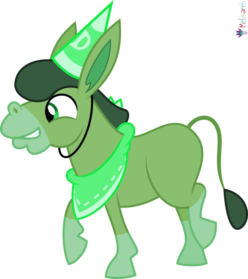 2023 absurd_res alpha_channel alphabet_(mike_salcedo) alternate_species asinus bandana clothing d_(mike_salcedo) donkey dunce_cap equid equine feral green_body green_eyes green_hair hair hasbro hat headgear headwear hi_res hooves kerchief male mammal melisareb my_little_pony raised_hoof signature simple_background smile solo transparent_background