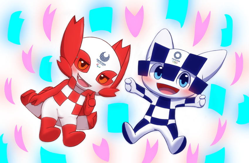 2020_tokyo_olympics 2023 digital_drawing_(artwork) digital_media_(artwork) duo female group humanoid male miraitowa not_furry olympic_mascot olympics roshu39 someity