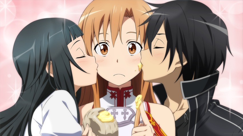 asuna_(sword_art_online) cream game_cg kirito sword_art_online tagme yui_(sword_art_online)