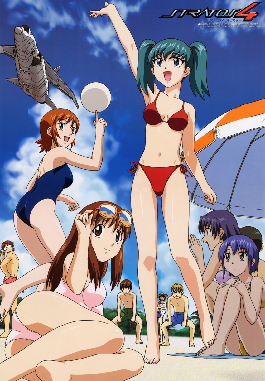 bikini doi_shizuha honjou_mikaze kikuhara_karin nakamura_ayamo stratos_4 swimsuits