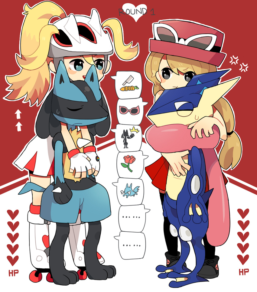 greninja gym_leader koruni_(pokemon) lucario pokemon pokemon_(game) pokemon_xy serena_(pokemon) two_side_up