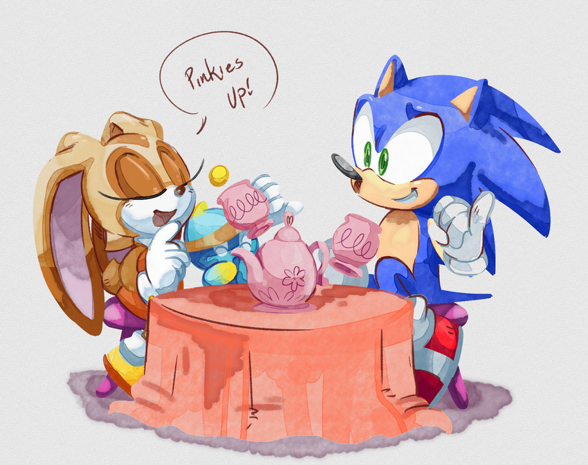 anthro beverage catbeecache chao_(sonic) cheese_the_chao container cream_the_rabbit cup duo english_text eulipotyphlan female furniture gesture hedgehog hi_res holding_container holding_cup holding_object lagomorph leporid lolicon mammal rabbit raised_finger raised_pinky sega sitting sonic_the_hedgehog sonic_the_hedgehog_(series) table tea teapot text young young_anthro