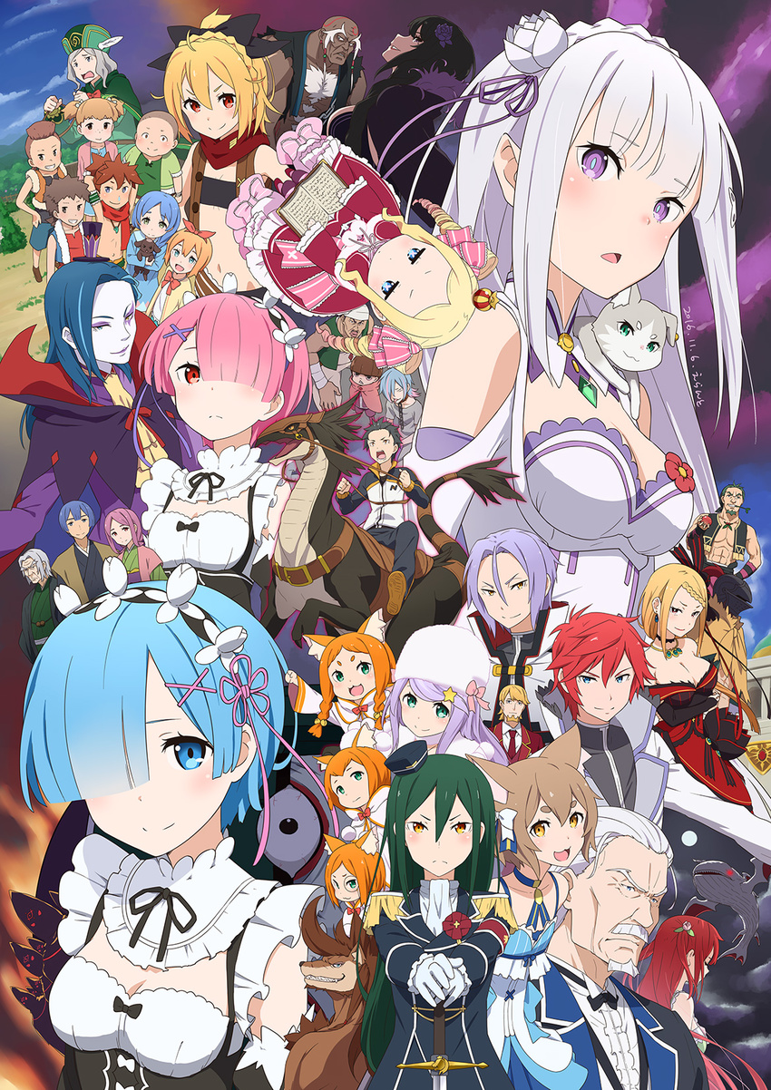 >:( >:) 6+boys 6+girls :3 :d aldebaran_(re:zero) anastasia_hoshin apple artist_name beatrice_(re:zero) blonde_hair blue_hair brown_hair cain_(re:zero) canine chin_(re:zero) commentary_request crusch_karsten dated drill_hair dyne_(re:zero) elsa_granhilte emilia_(re:zero) errant everyone felix_argyle felt_(re:zero) flower food frown fruit green_hair grin hair_flower hair_ornament hair_over_one_eye hair_ribbon hakugei_(re:zero) haori heitarou_pearlbaton highres holding holding_food holding_fruit japanese_clothes julius_juukulius kadomon_risch kan_(re:zero) light_purple_hair lolicon long_hair looking_at_viewer lucas_(re:zero) maid maid_headdress md5_mismatch meili_portroute meina_(re:zero) mildo_(re:zero) mimi_pearlbaton multiple_boys multiple_girls natsuki_subaru oni_clan_chief_(re:zero) open_mouth otto_suewen patrasche_(re:zero) petelgeuse_romaneeconti petra_leyte pink_hair priscilla_barielle puck_(re:zero) purple_eyes quark_(re:zero) ram_(re:zero) re:zero_kara_hajimeru_isekai_seikatsu red_hair red_ribbon reinhard_van_astrea rem_(re:zero) ribbon ricardo_welkin riding rom_(re:zero) roswaal_l._mathers roswaal_mansion_maid_uniform russell_fellow short_hair siblings signature sisters smile temae_(re:zero) theresia_van_astrea tivey_pearlbaton ton_(re:zero) track_suit twin_drills twins underbust v-shaped_eyebrows white_flower white_hair wilhelm_(re:zero) x_hair_ornament