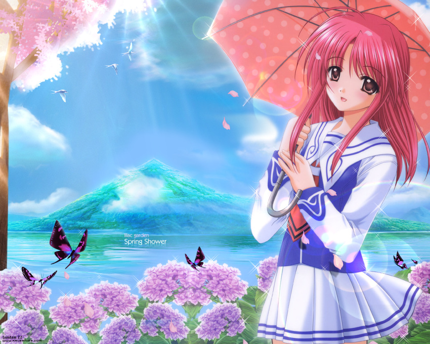 agatsuma_mizuki nishimata_aoi pink umbrella yumeria