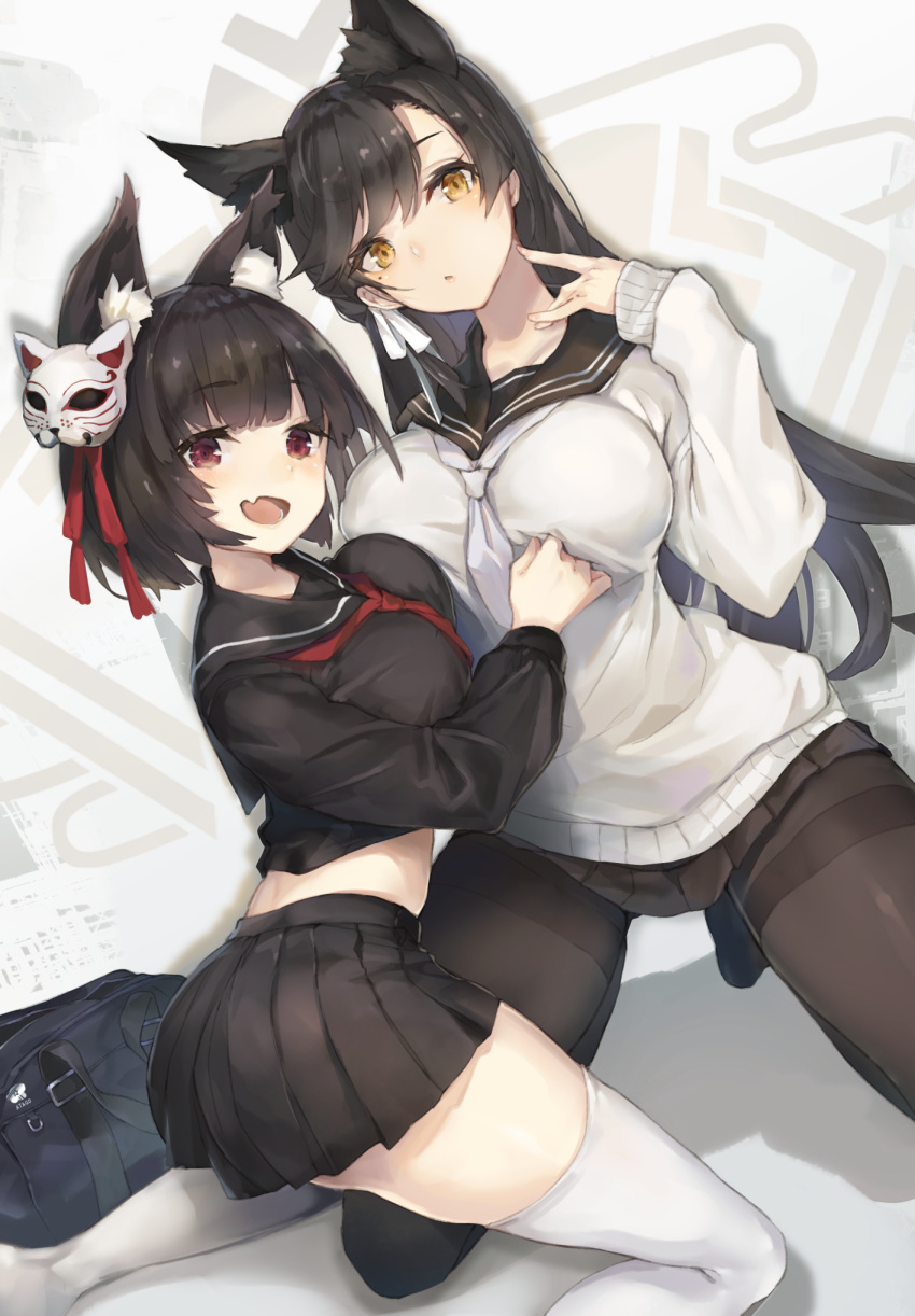 animal_ears atago_(azur_lane) azur_lane cruel_gz pantyhose seifuku thighhighs yamashiro_(azur_lane)