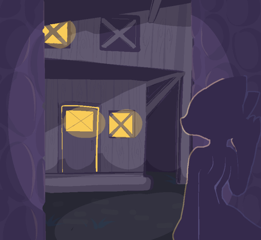 absurd_res alley ambiguous_gender anthro building detailed_background hi_res horn house kobold kobold_adventure light lighting lizard moe_(kobold_adventure) night reptile scalie silhouette solo standing stone_wall trufzn wall_(structure)