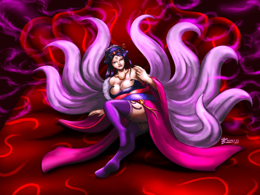 1girls 2017 aura beckoning bed bedding boa chinese_mythology cleavage clothed concubine da_ji dark_hair dress female female_only fully_sheathed fur_boa imminent_sex invitation jewelry kumiho large_breasts long_hair looking_at_viewer magic male_pov mythology pov presenting presenting_hindquarters purple_hair robe robet_xu scarf seductive seductress smile solo stockings tease teasing temptress thigh_highs tied_hair undershirt voluptuous whiteguardian