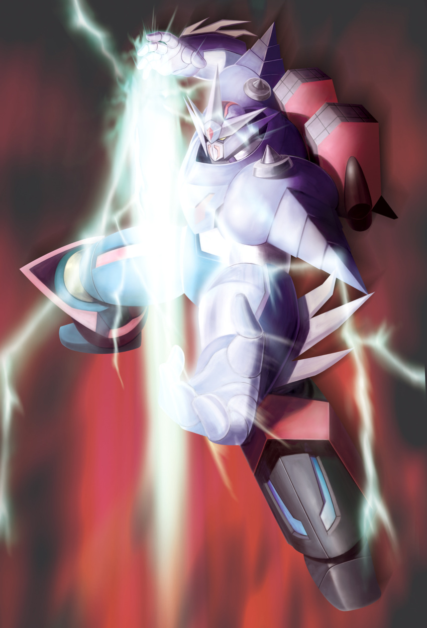 bad_id bad_pixiv_id getter_robo highres hiro_(hibikigaro) lightning mecha neo_getter-1 no_humans robot shin_getter_robo_vs_neo_getter_robo solo