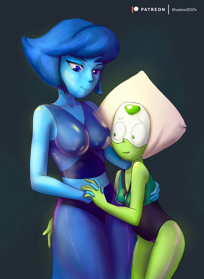 alien anime blue_skin cartoon_network commission cristalgem deletethistag digital_media_(artwork) female female_only gem gem_(species) green_skin humanoid lapidot lapis_lazuli_(steven_universe) lapislazuli love patreon peridot_(steven_universe) photoshop shadow2007x steven_universe stevenuniverse yuri yuri