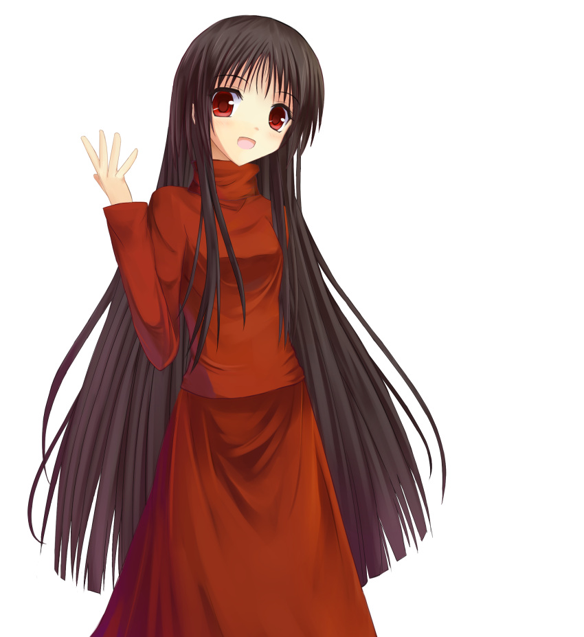 alma_(f.e.a.r.) bad_id bad_pixiv_id black_hair dress f.e.a.r. female highres long_hair looking_at_viewer niboss open_mouth red_eyes solo transparent_background