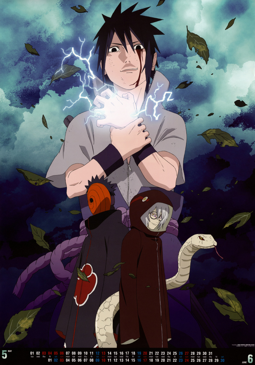 3boys absurdres highres multiple_boys naruto_(series) naruto_shippuuden official_art tobi_(naruto) uchiha_obito uchiha_sasuke yakushi_kabuto