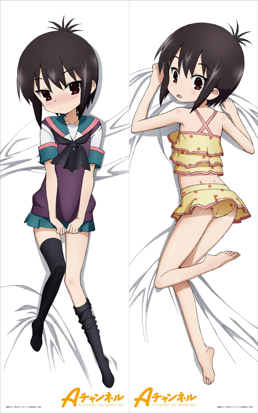 a_channel bikini dakimakura jpeg_artifacts seifuku swimsuits thighhighs tooru